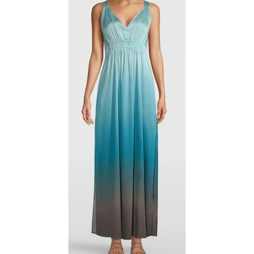 WB9 White House Black Market WHBM Dresses Ombre Maxi Dress Women Blue NWT Medium